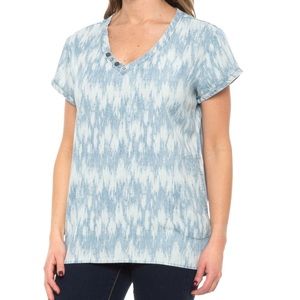 🆕 Neon Buddha Dive Into It Tunic Shirt Blue and white TENCEL